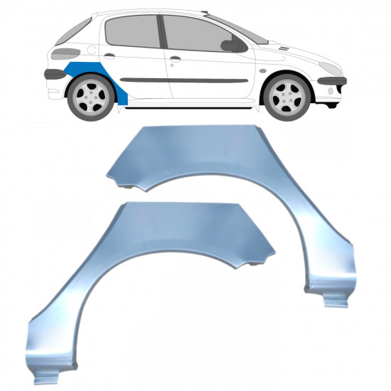 Reperaturka błotnika tylnego do Peugeot 206 1998- / Lewa+Prawa / Zestaw 9670