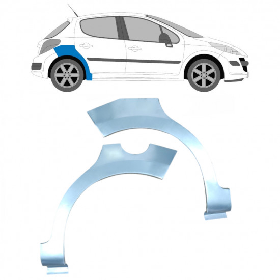 Reperaturka błotnika tylnego do Peugeot 207 2006-2013 / Lewa+Prawa / Zestaw 9513