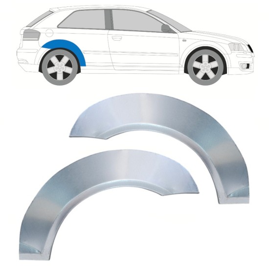 Reperaturka błotnika tylnego do Audi A3 8P 2003-2012 / Lewa+Prawa / Zestaw 16321