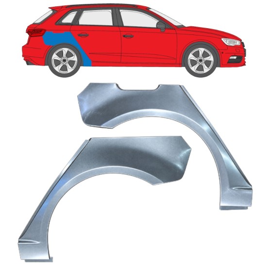 Reperaturka błotnika tylnego do Audi A3 8V 2012-2020 / Lewa+Prawa / HATCHBACK / Zestaw 17282