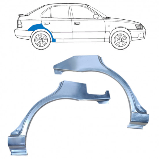 Reperaturka błotnika tylnego do Hyundai Accent 2000-2006 / Lewa+Prawa / Zestaw 9881