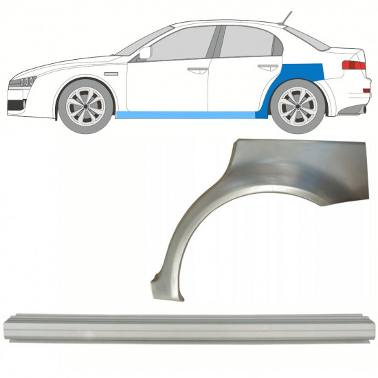 Reperaturka progu + błotnika tylnego do Alfa Romeo 159 2005-2012 / Lewa / Zestaw 10317