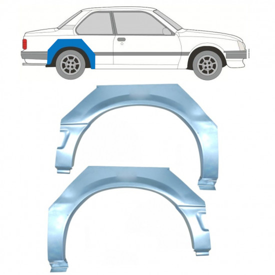 Reperaturka błotnika tylnego do Opel Ascona C / Vauxhall Cavalier 1981-1988 / Lewa+Prawa / Zestaw 9704