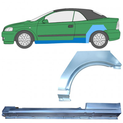 OPEL ASTRA G CABRIO 2001-2006 REPERATURKA BŁOTNIKA TYLNEGO + PRÓG / ZESTAW / LEWA STRONA