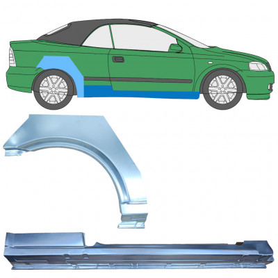 OPEL ASTRA G CABRIO 2001-2006 REPERATURKA BŁOTNIKA TYLNEGO + PRÓG / ZESTAW / PRAWA STRONA