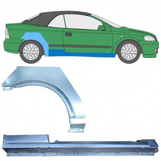 Reperaturka progu + błotnika tylnego do Opel Astra G 2001-2006 CABRIO / Prawa / Zestaw 12592