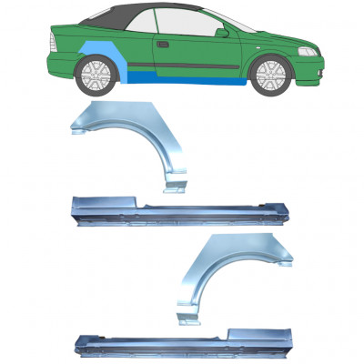 OPEL ASTRA G CABRIO 2001-2006 REPERATURKA BŁOTNIKA TYLNEGO + PRÓG / ZESTAW / PRAWA STRONA + LEWA STRONA