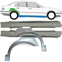 Pełny próg + reperaturka błotnika tylnego do BMW 3 E36 1990-2000 / Lewa+Prawa / Zestaw 9512