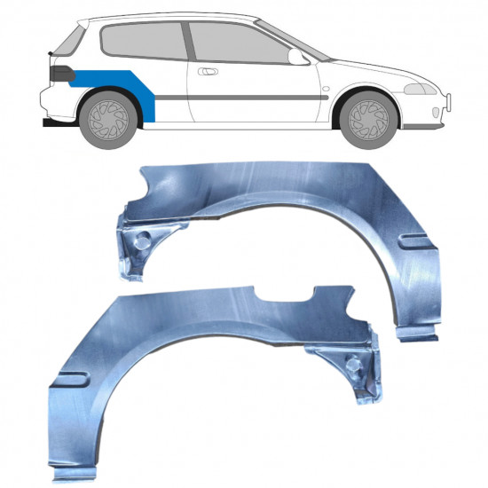 Reperaturka błotnika tylnego do Honda Civic 1991-1995 / Lewa+Prawa / Zestaw 10424