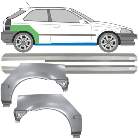Reperaturka progu + błotnika tylnego do Honda Civic EJ EK 1995-2001 / Lewa+Prawa / Zestaw 10664