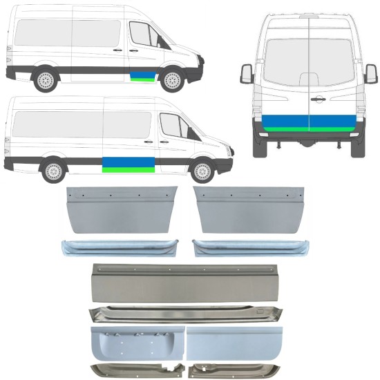 Reperaturka drzwi wewnętrzna + zewnętrzna do Volkswagen Crafter 2005-2017 / Lewa+Prawa / Zestaw 14493