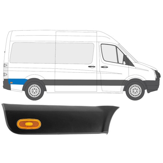 Listwa boczna błotnika tylnego z lampą do Volkswagen Crafter 2005-2017 / Prawa / Zestaw 14150
