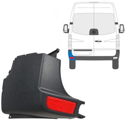 Narożnik zderzaka tylnego + odblaskowa lampa do Volkswagen Crafter 2005-2017 / Lewa / Zestaw 15552