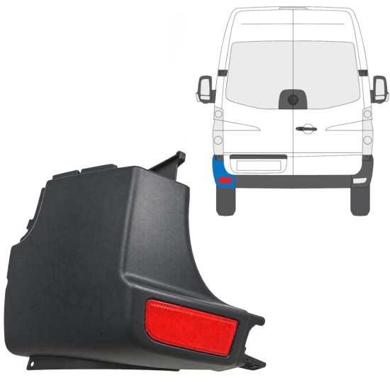 Narożnik zderzaka tylnego + odblaskowa lampa do Volkswagen Crafter 2005-2017 / Lewa / Zestaw 15552