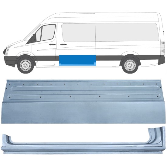 Reperaturka drzwi przesuwnych + reperaturka progu do Volkswagen Crafter 2005-2017 / Lewa / Zestaw 14318