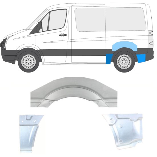 Reperaturka błotnika tylnego do Volkswagen Crafter 2005-2017 / Lewa / Zestaw 14205
