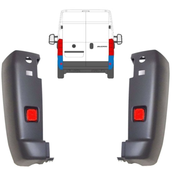 Narożnik zderzaka tylnego + odblaskowa lampa do Fiat Ducato 2006-2018 / Lewa+Prawa / Zestaw 9935