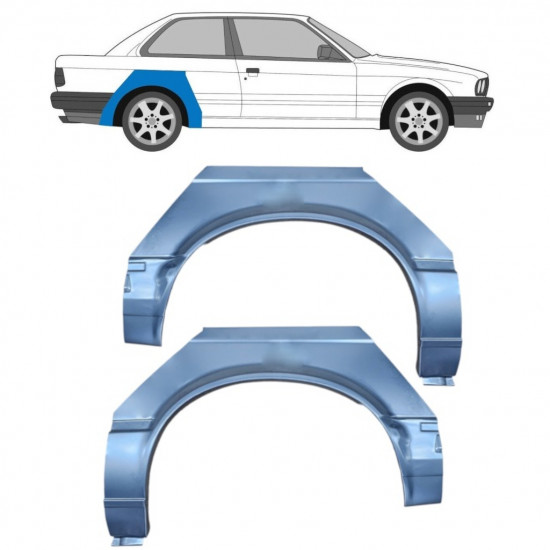 Reperaturka błotnika tylnego do BMW 3 E30 1982-1987 / Lewa+Prawa / Zestaw 9844