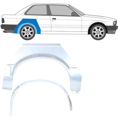 Reperaturka błotnika tylnego wewnętrzna + zewnętrzna do BMW 3 E30 1987-1994 / Prawa / Zestaw 10851
