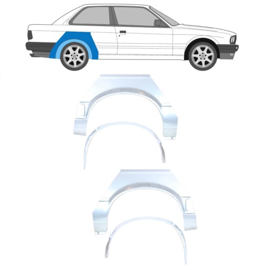 Reperaturka błotnika tylnego wewnętrzna + zewnętrzna do BMW 3 E30 1987-1994 / Zestaw 10853