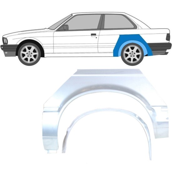 Reperaturka błotnika tylnego wewnętrzna + zewnętrzna do BMW 3 E30 1982-1987 / Lewa / Zestaw 10849