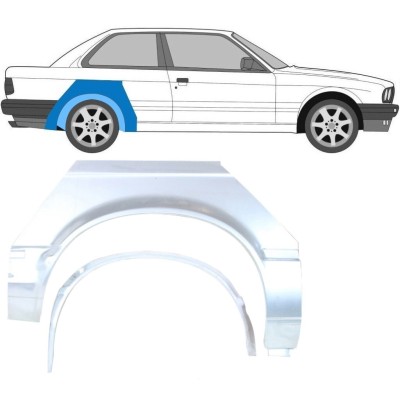 Reperaturka błotnika tylnego wewnętrzna + zewnętrzna do BMW 3 E30 1982-1987 / Prawa / Zestaw 10848