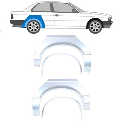 Reperaturka błotnika tylnego wewnętrzna + zewnętrzna do BMW 3 E30 1982-1987 / Zestaw 10850