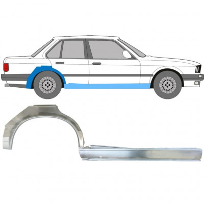 BMW 3 E30 1982-1987 4 DRZWIOWY REPERATURKA BŁOTNIKA TYLNEGO + PRÓG / ZESTAW / PRAWA STRONA