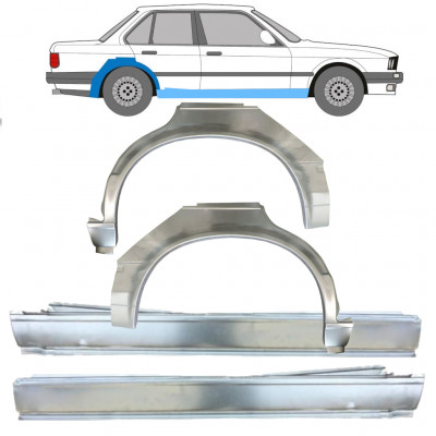 BMW 3 E30 1982-1987 4 DRZWIOWY REPERATURKA BŁOTNIKA TYLNEGO + PRÓG / ZESTAW / LEWA STRONA + PRAWA STRONA