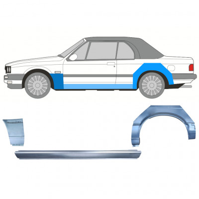 Reperaturka progu + błotnika przedniego + błotnika tylnego do BMW 3 E30 1985-1987 CABRIO / Lewa / Zestaw 12572