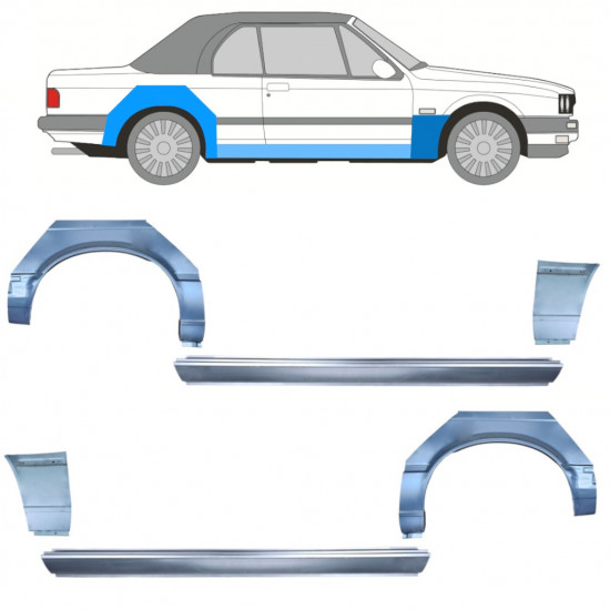 BMW 3 E30 CABRIO 1985-1987 REPERATURKA BŁOTNIKA TYLNEGO + PRÓG + REPERATURKA BŁOTNIKA PRZEDNIEGO / ZESTAW / PRAWA STRONA + LEWA STRONA