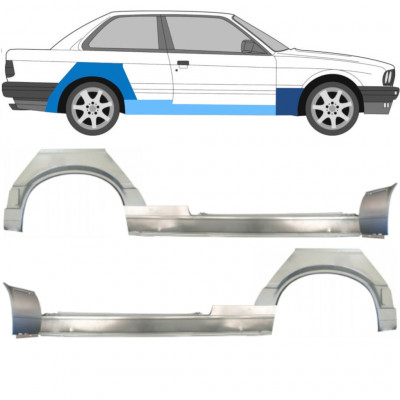 BMW 3 E30 1987-1994 2 DRZWIOWY REPERATURKA BŁOTNIKA TYLNEGO + PRÓG + REPERATURKA BŁOTNIKA PRZEDNIEGO / LEWA STRONA+PRAWA STRONA