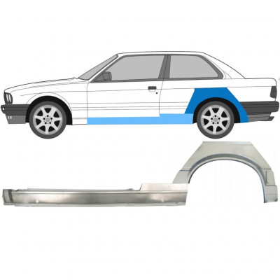 BMW 3 E30 1987-1994 2 DRZWIOWY REPERATURKA BŁOTNIKA TYLNEGO + PRÓG / LEWA STRONA