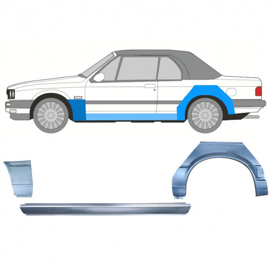 BMW 3 E30 CABRIO 1987-1994 REPERATURKA BŁOTNIKA TYLNEGO + PRÓG + REPERATURKA BŁOTNIKA PRZEDNIEGO / ZESTAW / LEWA STRONA