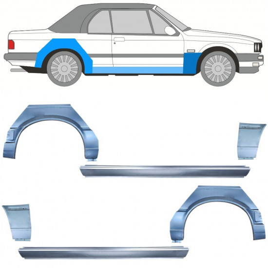 BMW 3 E30 CABRIO 1987-1994 REPERATURKA BŁOTNIKA TYLNEGO + PRÓG + REPERATURKA BŁOTNIKA PRZEDNIEGO / ZESTAW / PRAWA STRONA + LEWA STRONA