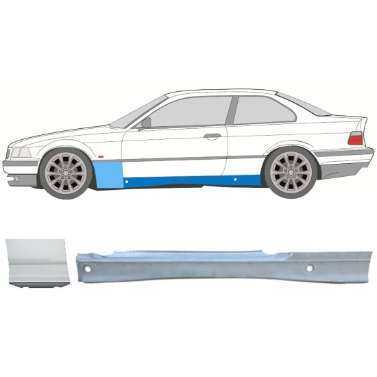 Pełny próg + reperaturka błotnika przedniego do BMW 3 E36 1990-2000 / Lewa / COUPE / Zestaw 17022
