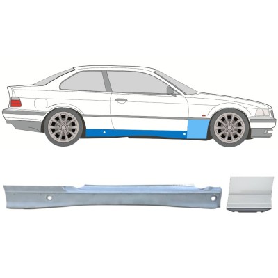 Pełny próg + reperaturka błotnika przedniego do BMW 3 E36 1990-2000 / Prawa / COUPE / Zestaw 17021