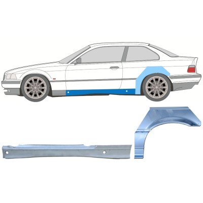 Pełny próg + reperaturka błotnika tylnego do BMW 3 E36 1990-2000 / Lewa / COUPE / Zestaw 17024