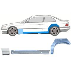 Reperaturka progu + błotnika przedniego + błotnika tylnego do BMW 3 E36 1990-2000 / Lewa / COUPE / Zestaw 17026