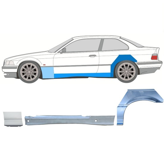 Pełny próg + reperaturka błotnika przedniego do BMW 3 E36 1990-2000 / Lewa / COUPE / Zestaw 17026