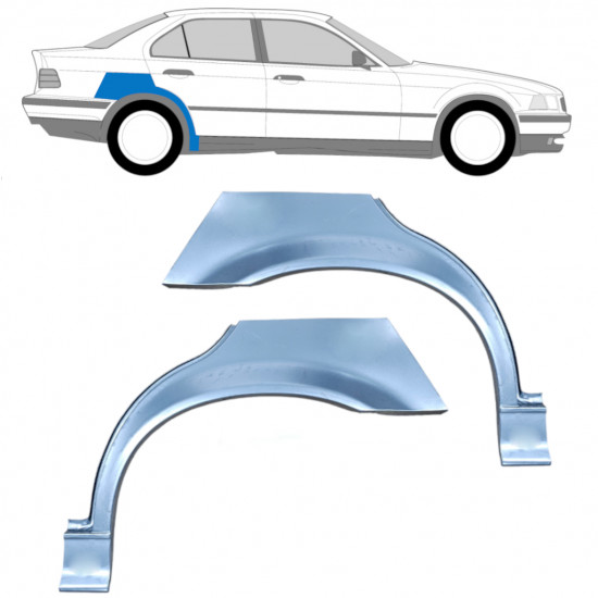 Reperaturka błotnika tylnego do BMW 3 E36 1990-2000  / Lewa+Prawa / SEDAN / Zestaw 6393