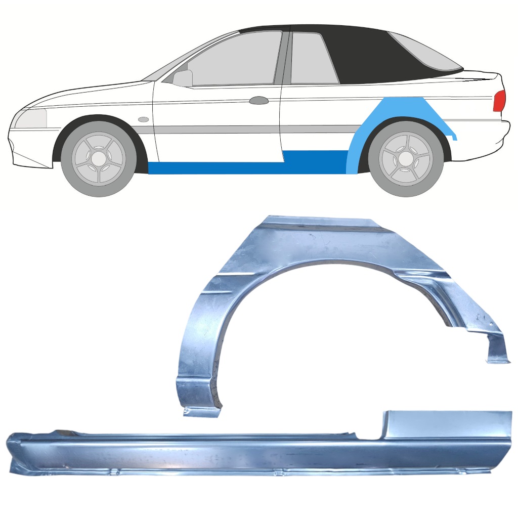 Reperaturka progu + błotnika tylnego do Ford Escort 1990-2000  CABRIO / Lewa / Zestaw 12590