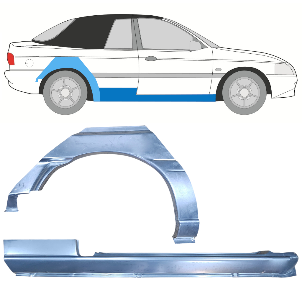 Reperaturka progu + błotnika tylnego do Ford Escort 1990-2000  CABRIO / Prawa / Zestaw 12589