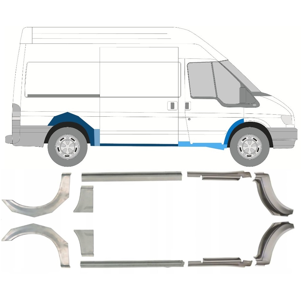 Reperaturka Progu + Błotnika Tylnego Do Ford Transit 2000-2013 / Mwb / Lewa+Prawa / Zestaw 10637