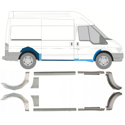 FORD TRANSIT 2000-2013 ŚREDNI ROZSTAW OSI REPERATURKA BŁOTNIKA TYLNEGO + REPERATURKA PROGU / ZESTAW