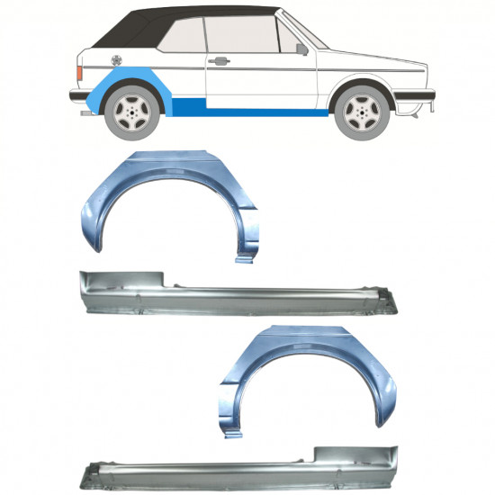 VW GOLF 1 CABRIO 1979-1993 REPERATURKA BŁOTNIKA TYLNEGO + PRÓG / ZESTAW / PRAWA STRONA + LEWA STRONA