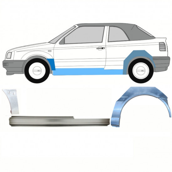 Reperaturka progu + błotnika przedniego + błotnika tylnego do VW Golf 3 1993-1998  CABRIO / Lewa / Zestaw 12568