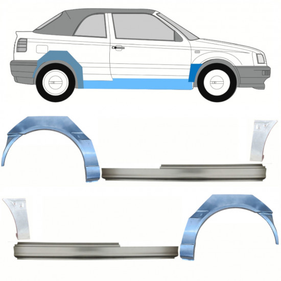 VW GOLF 3 1993-1998 CABRIO PRÓG + REPERATURKA BŁOTNIKA PRZEDNIEGO + REPERATURKA BŁOTNIKA TYLNEGO / ZESTAW / PRAWA STRONA + LEWA STRONA