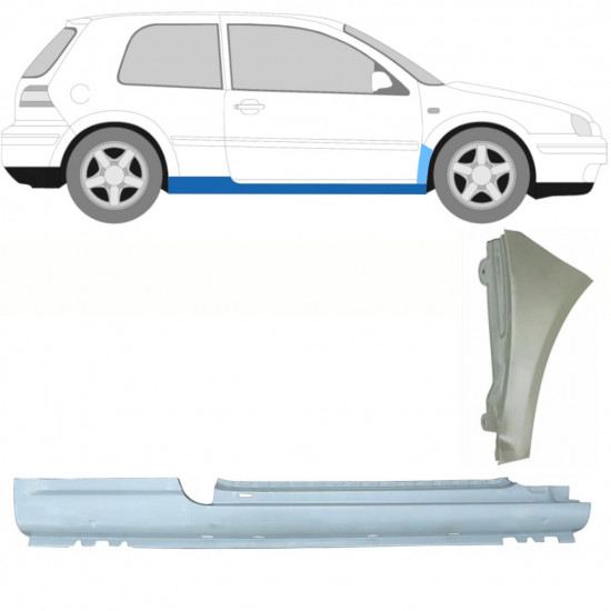 VW GOLF 4 1997- 3 DRZWIOWY PRÓG + REPERATURKA BŁOTNIKA PRZEDNIEGO / PRAWA STRONA