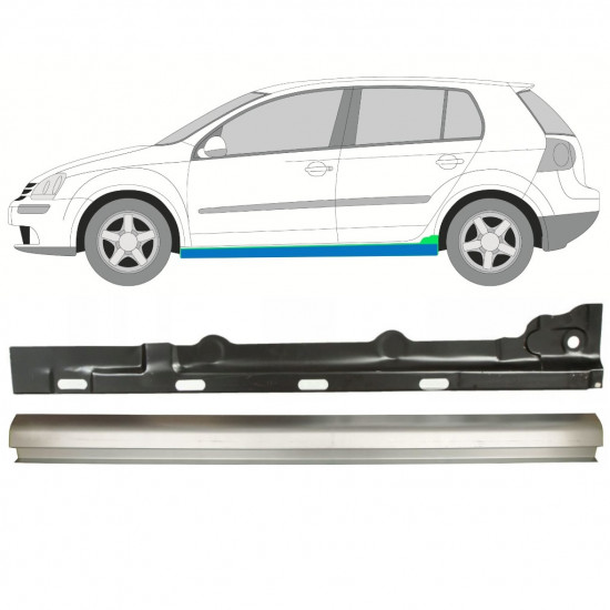 Reperaturka progu wewnętrzna + zewnętrzna do VW Golf 5 2003-2009 / Lewa / Zestaw 11709